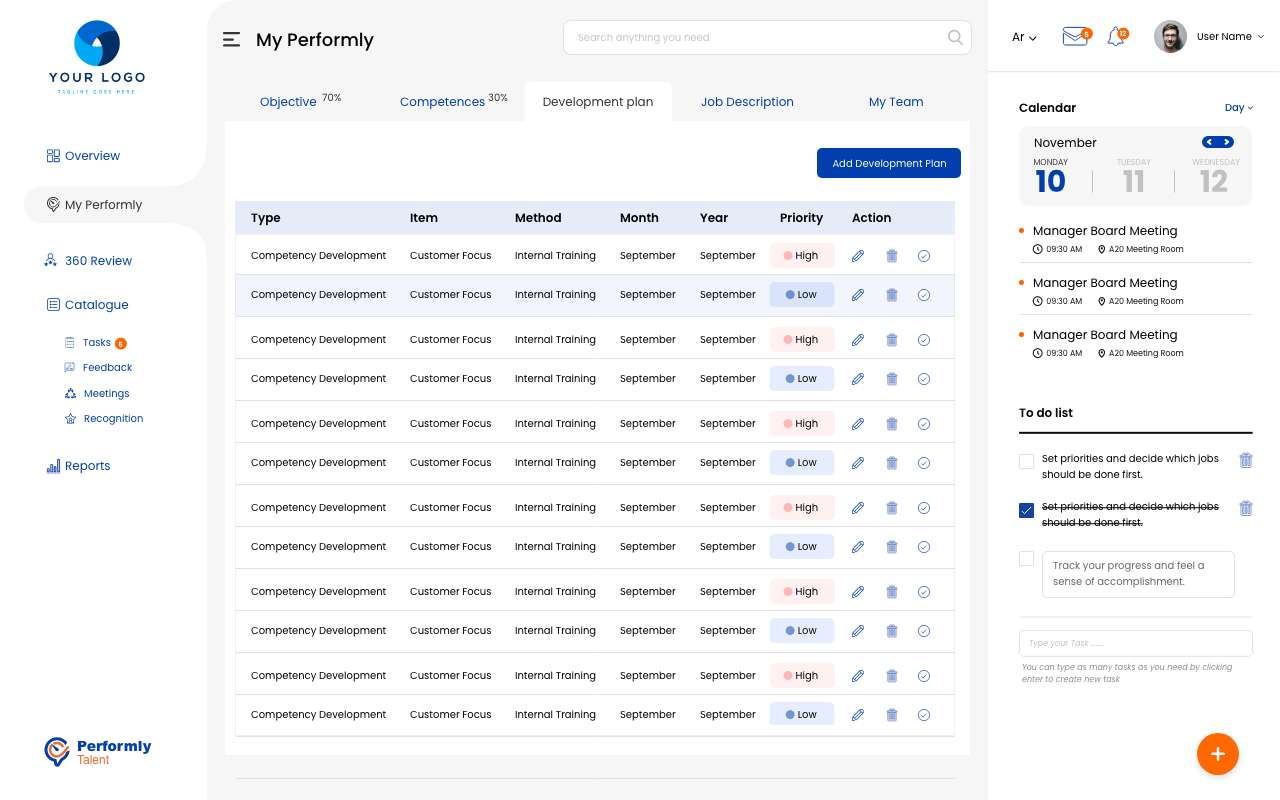 screenshot of Performly Talent